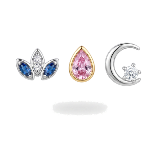 Blue Petal & Pink Pear Studs