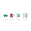 Ruby & Turquoise Star Studs