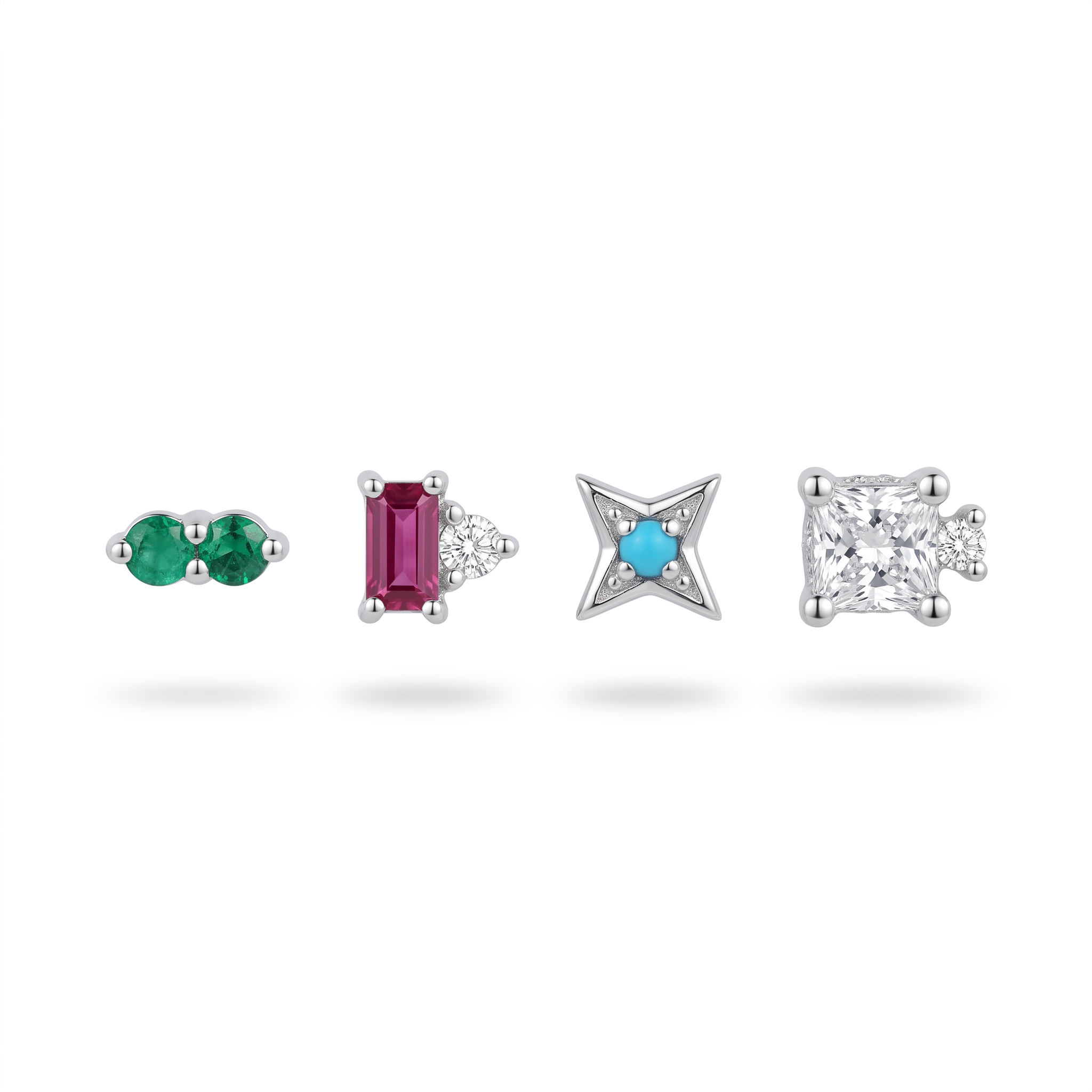 Ruby & Turquoise Star Studs