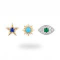 Blue Star & Emerald Eye Studs