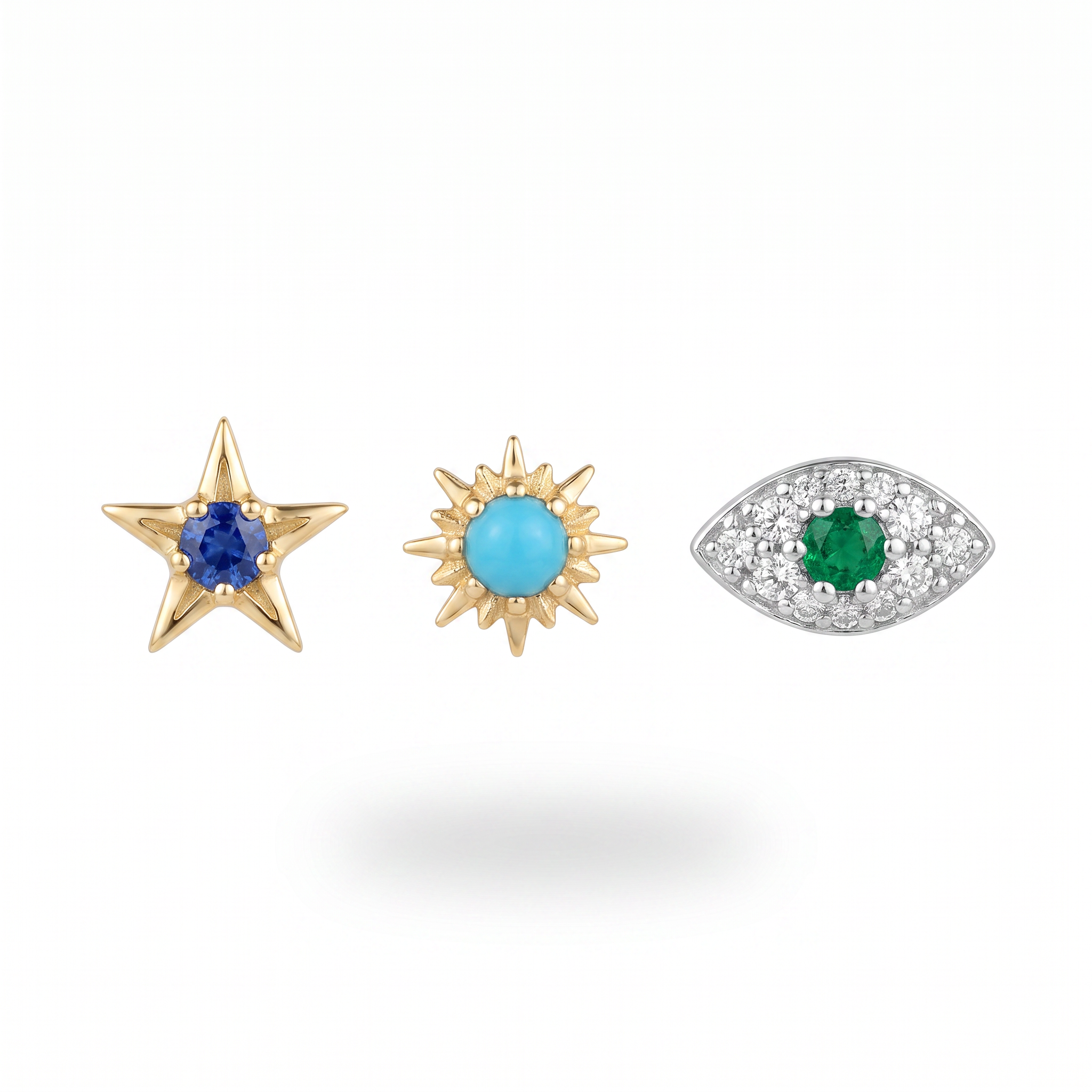Blue Star & Emerald Eye Studs