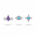 Purple Pear & Turquoise Studs