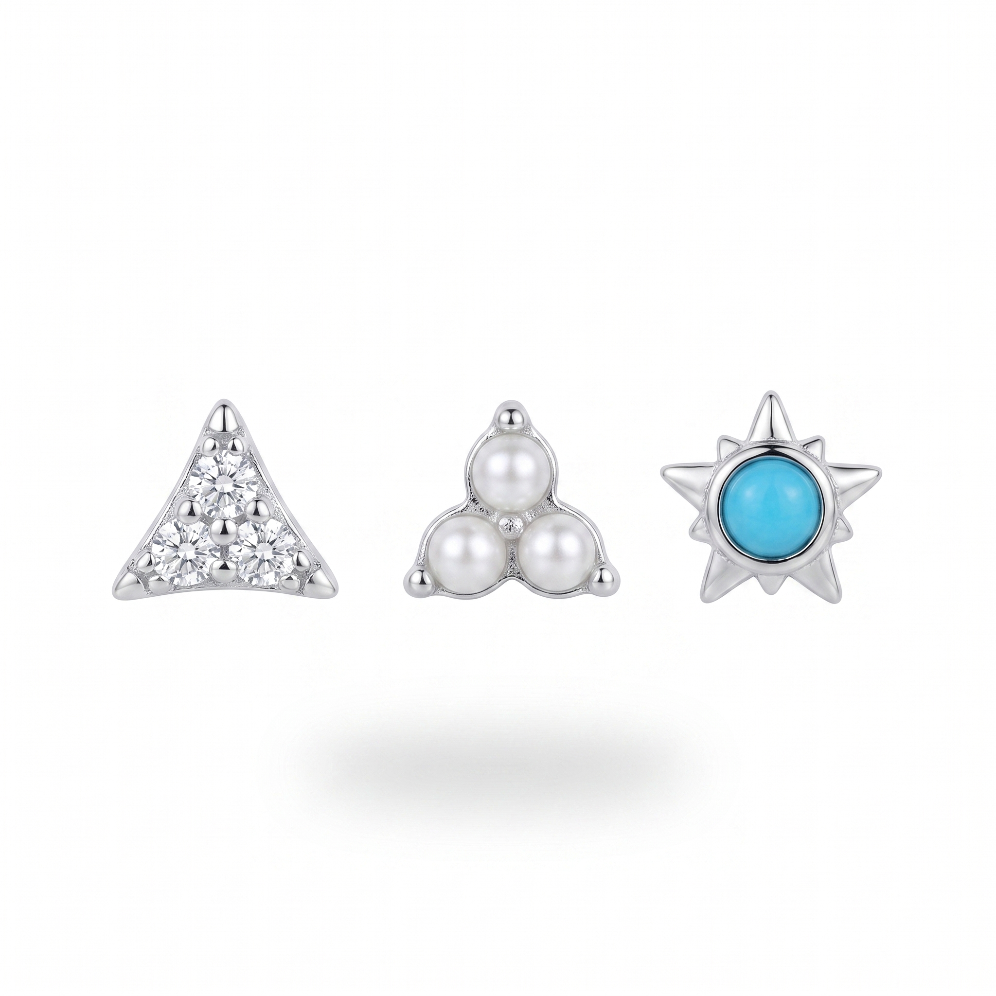 Pearl Trio & Turquoise Sun Studs