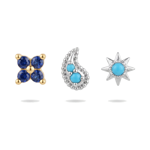 Blue Flower & Turquoise Star Studs