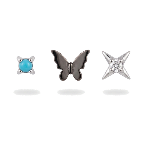 Black Butterfly & Star Studs