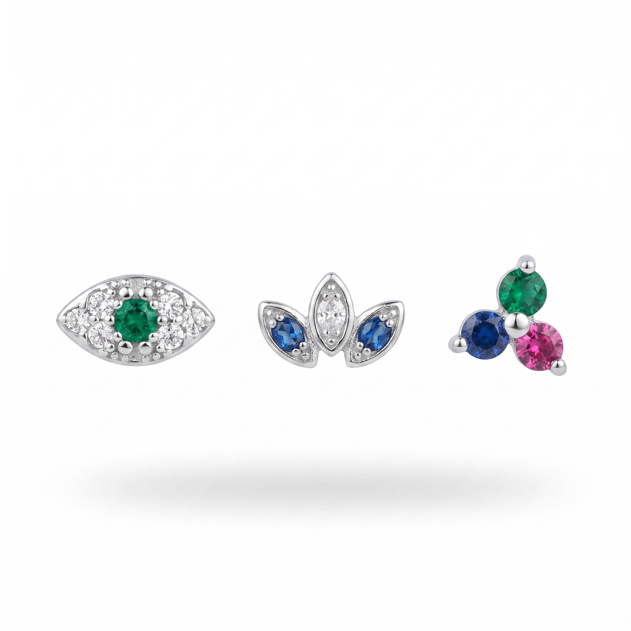 Emerald Eye & Blue Crown Studs