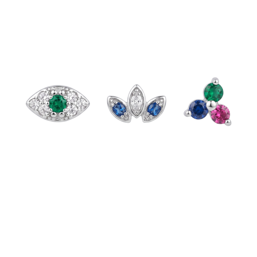 Emerald Eye & Blue Crown Studs