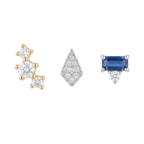 Crystal Kite & Blue Baguette Studs