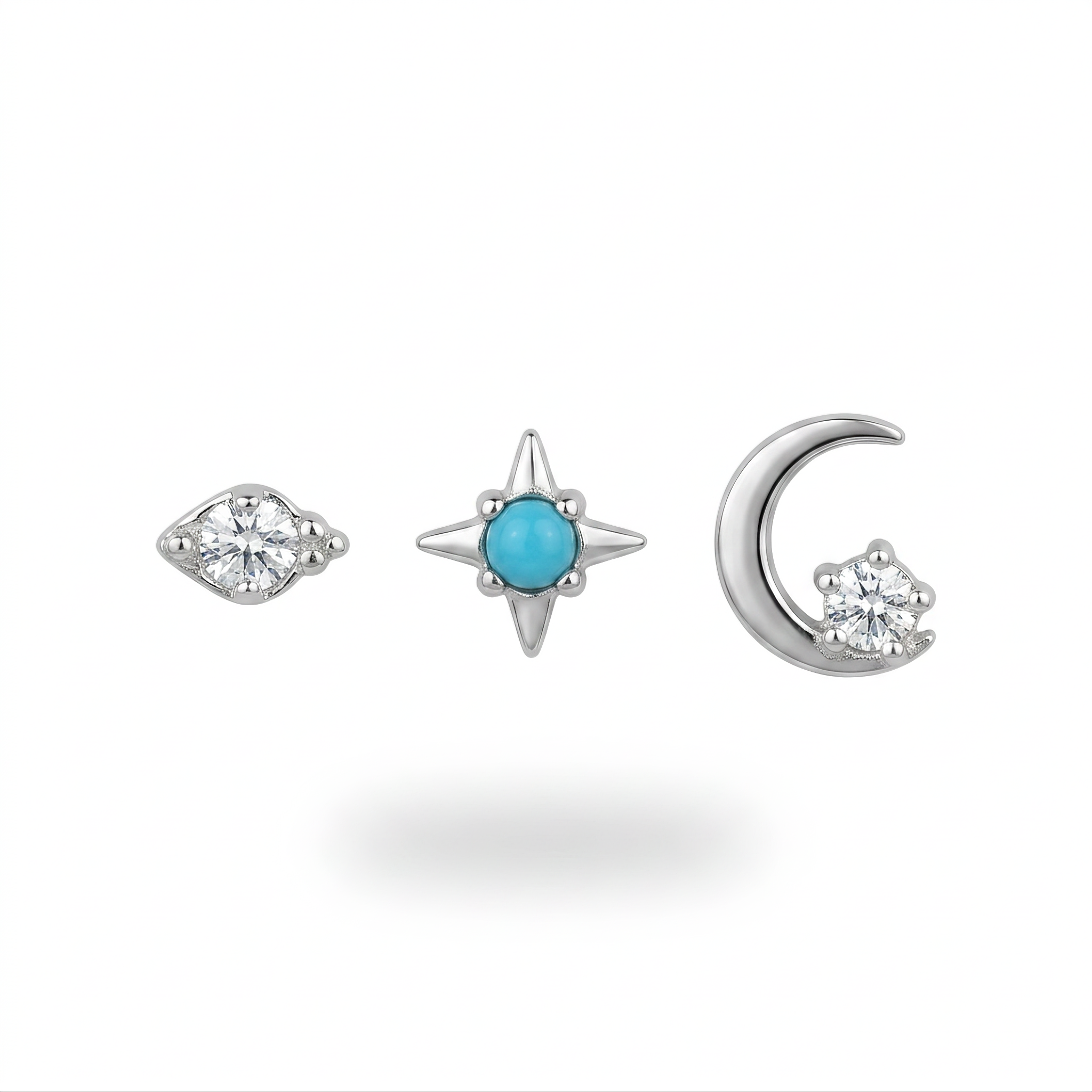Turquoise Star & Moon Studs
