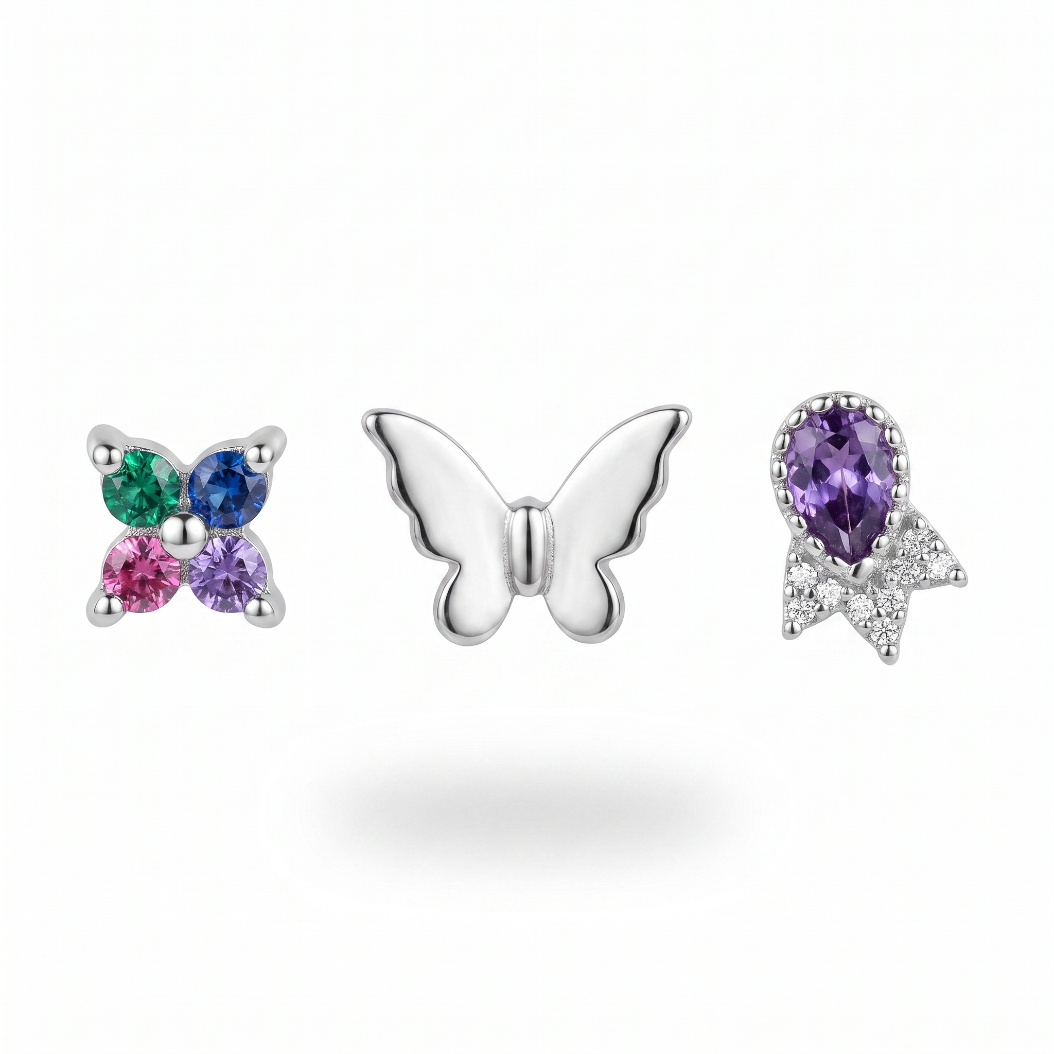 Butterfly & Purple Pear Studs
