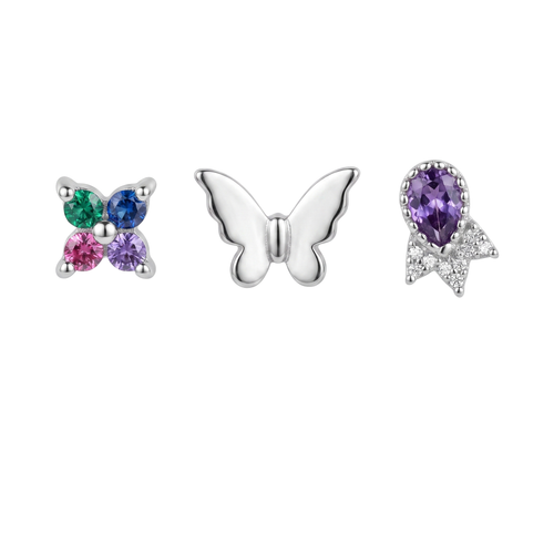 Butterfly & Purple Pear Studs
