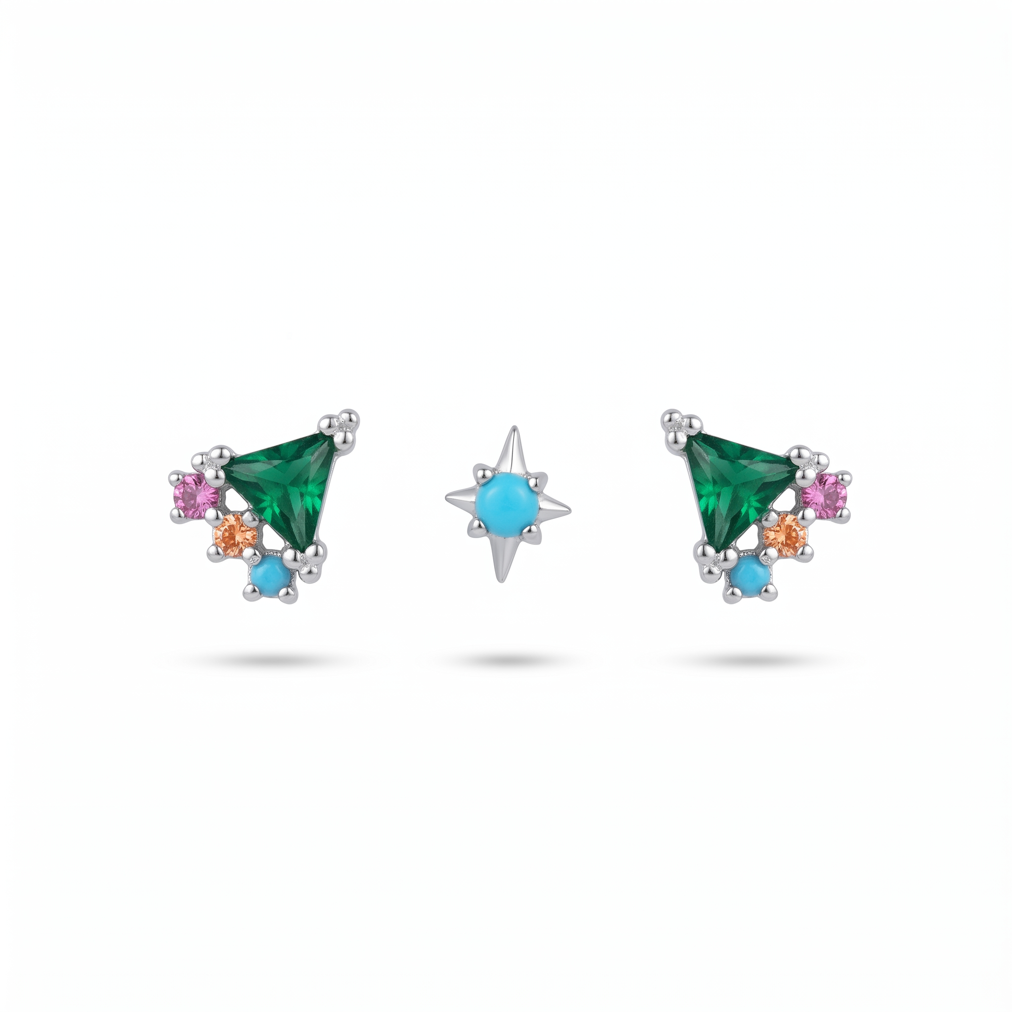 Emerald Triangle & Star Studs