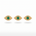 Gold Emerald Eye Studs