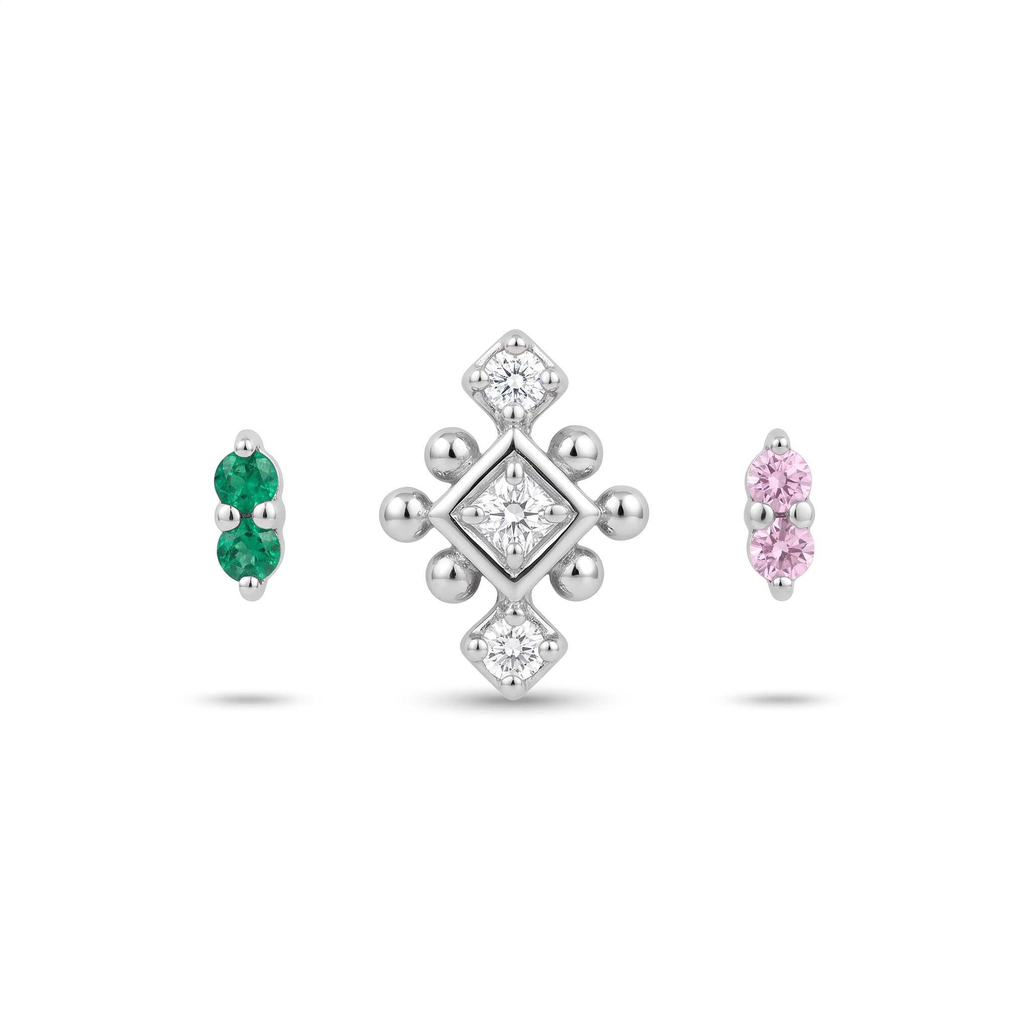 Crystal Diamond & Emerald Studs