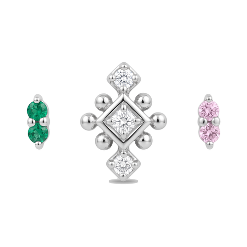 Crystal Diamond & Emerald Studs