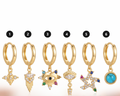 Gold Colorful Charm Huggie Piercing Set - pieces numbered 1 to 6