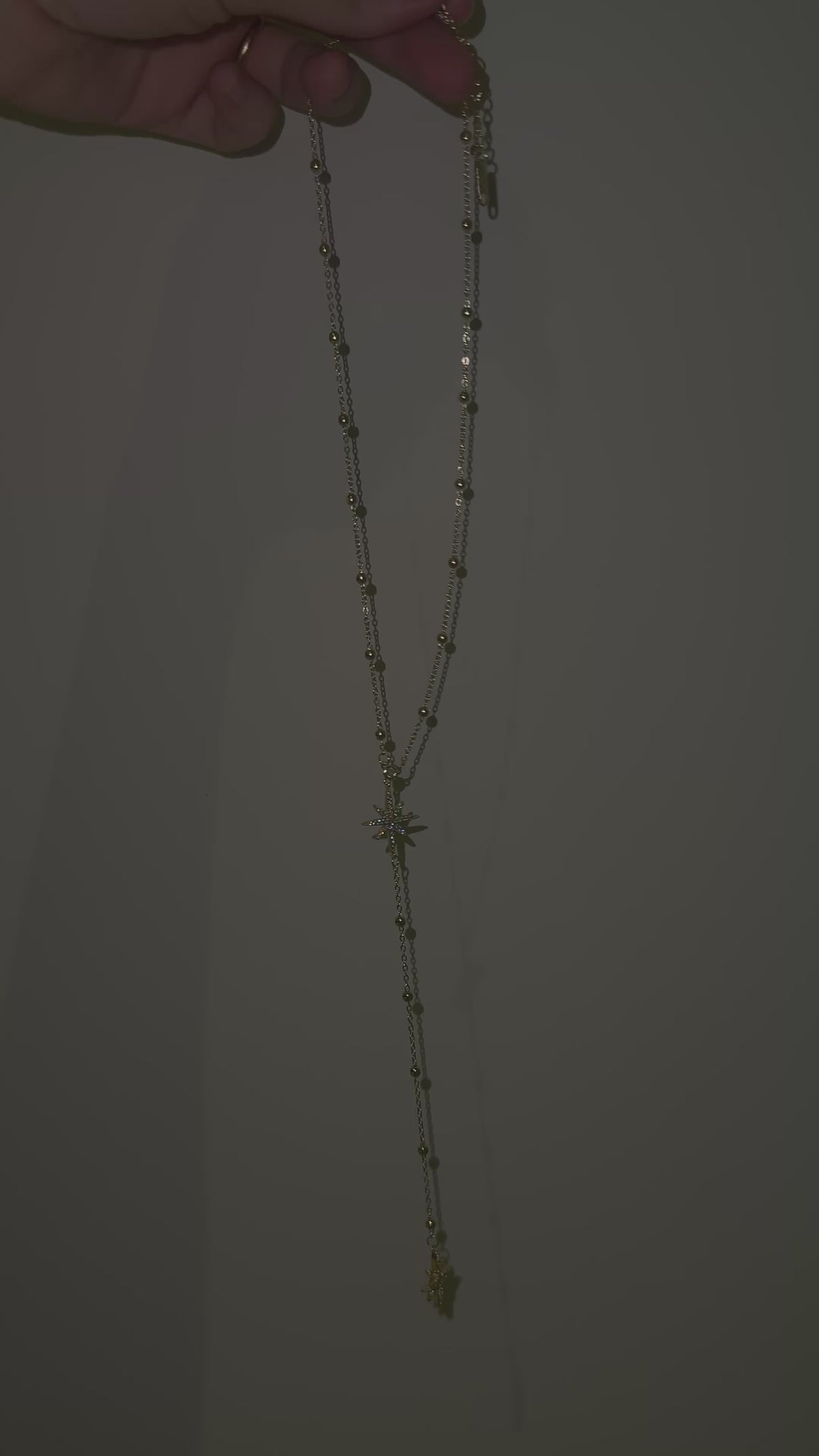 Gold Starburst Drop Necklace