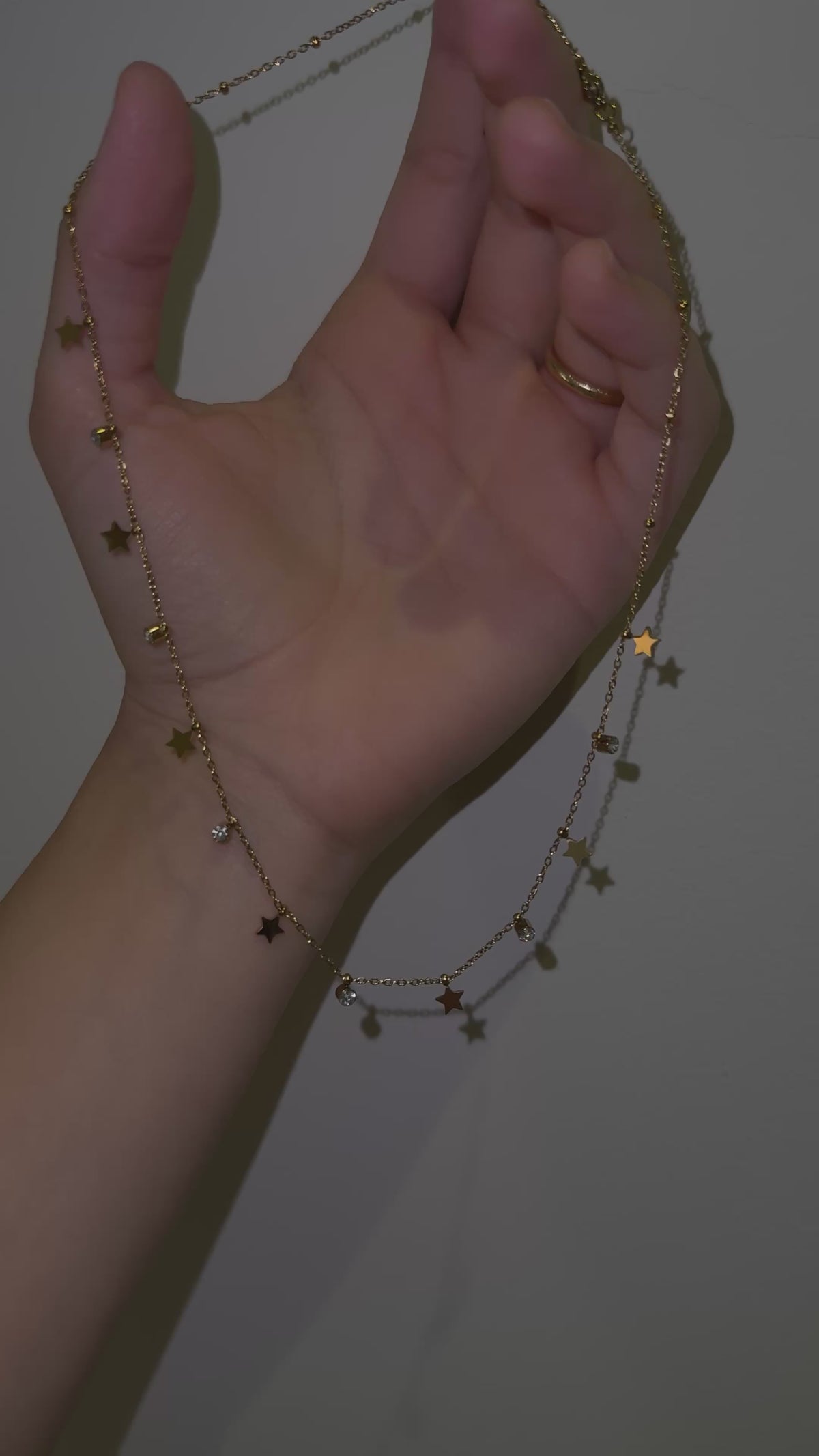 Gold Star Drop Necklace