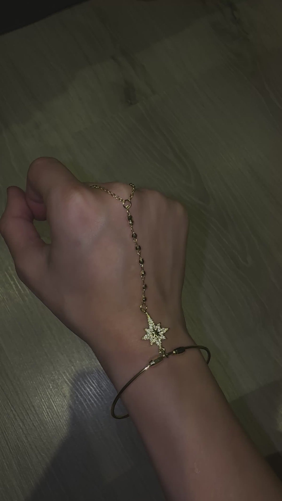 Gold Cuff North Star Hand Chain