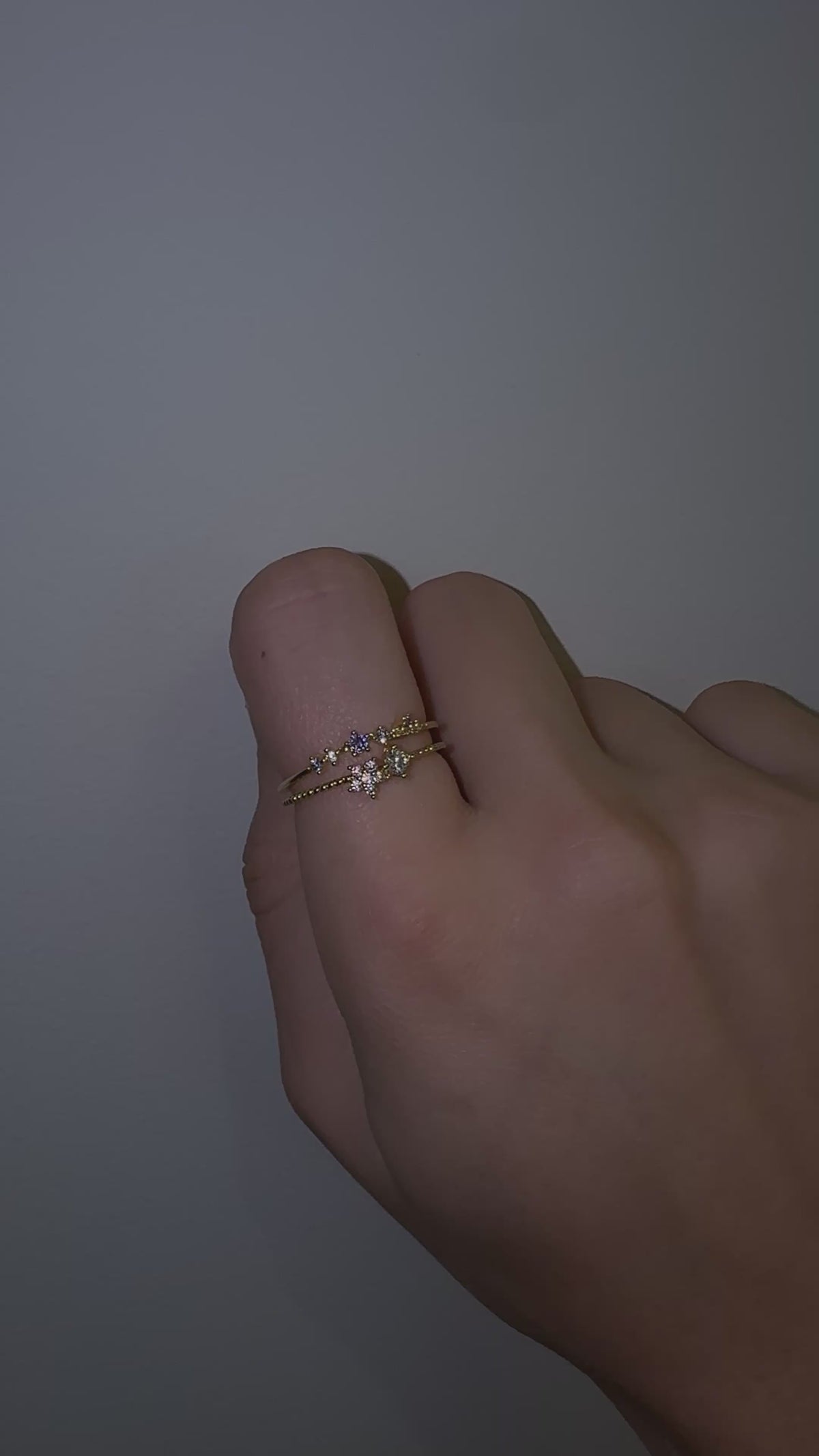 Crystal Flower Stack Ring