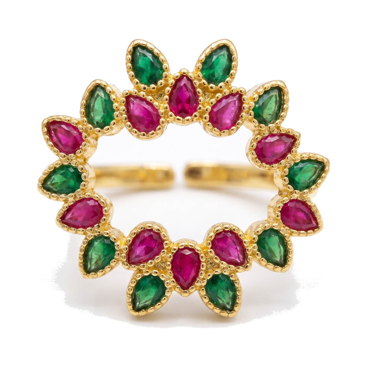 Ruby & Emerald Halo Ring — Glam by Layal