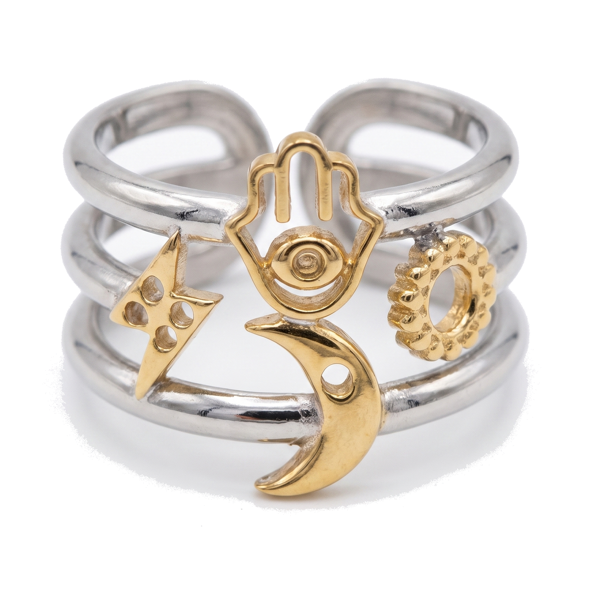 Silver Charm Ring Stack — Glam by Layal